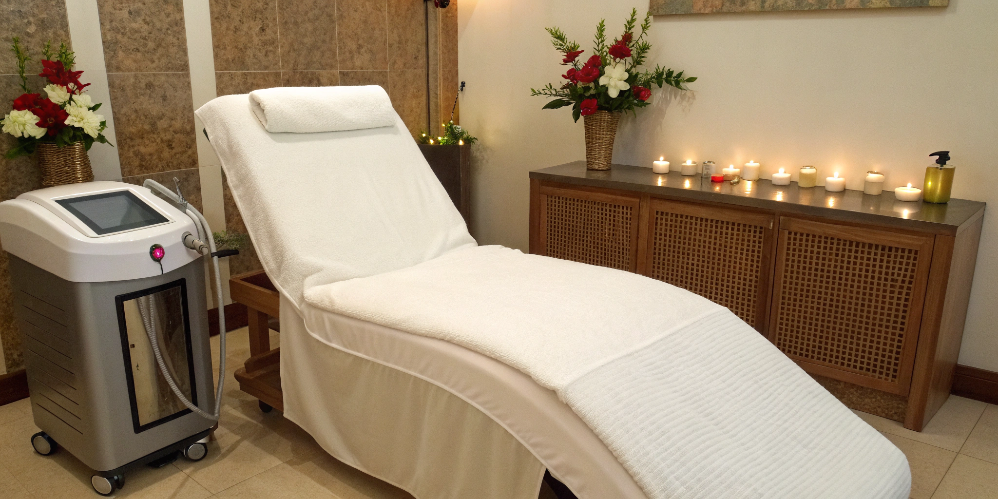 Modern laser hair removal treatment room at a top clinic in Orland Park.