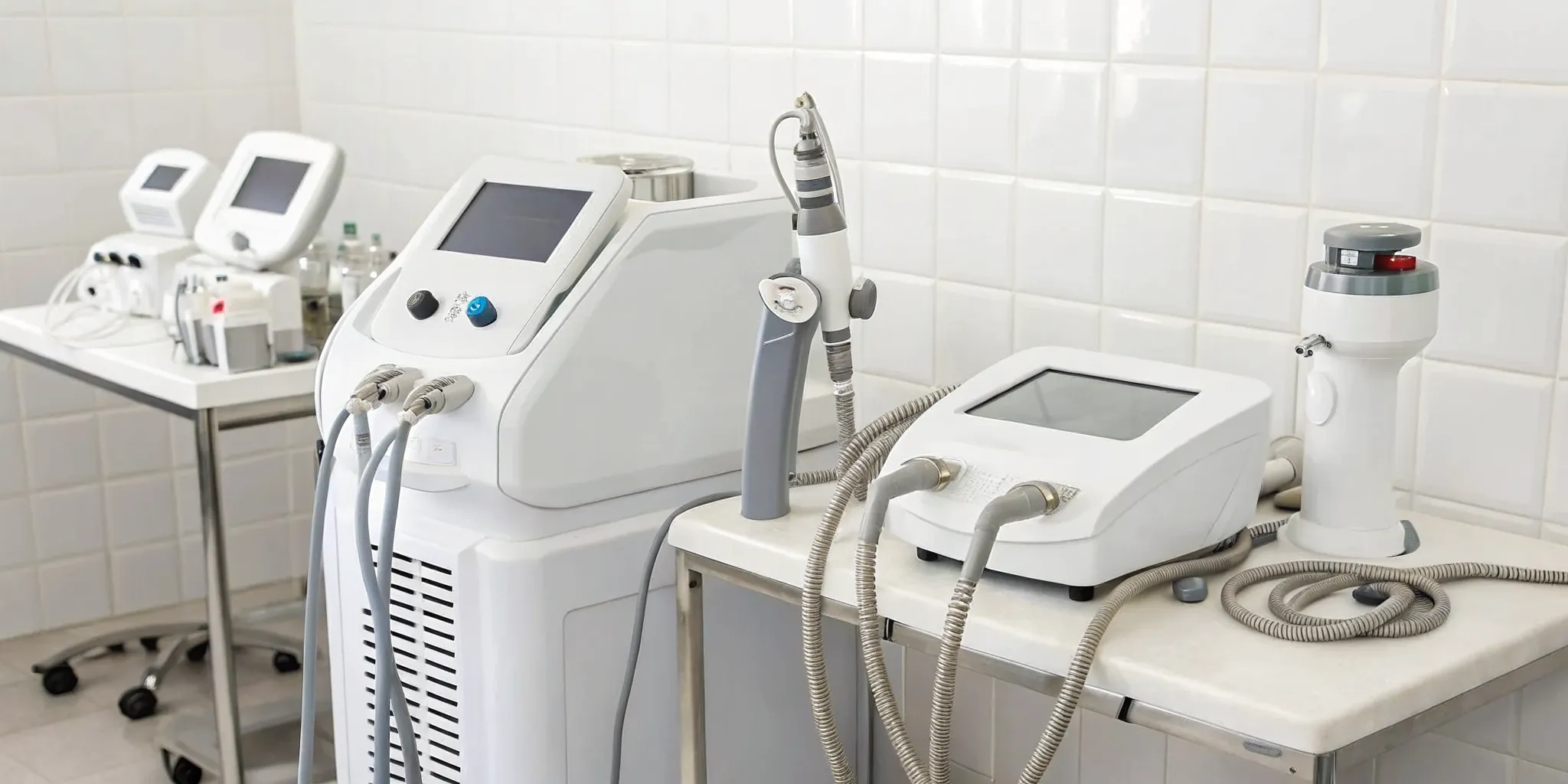 Non-surgical fat reduction machine used for body contouring treatments in a clinic.