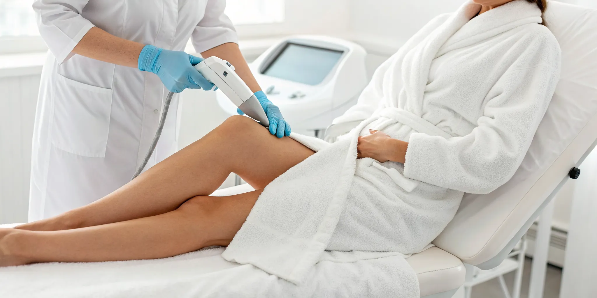 Laser hair removal on legs, a treatment available in cost-saving packages.
