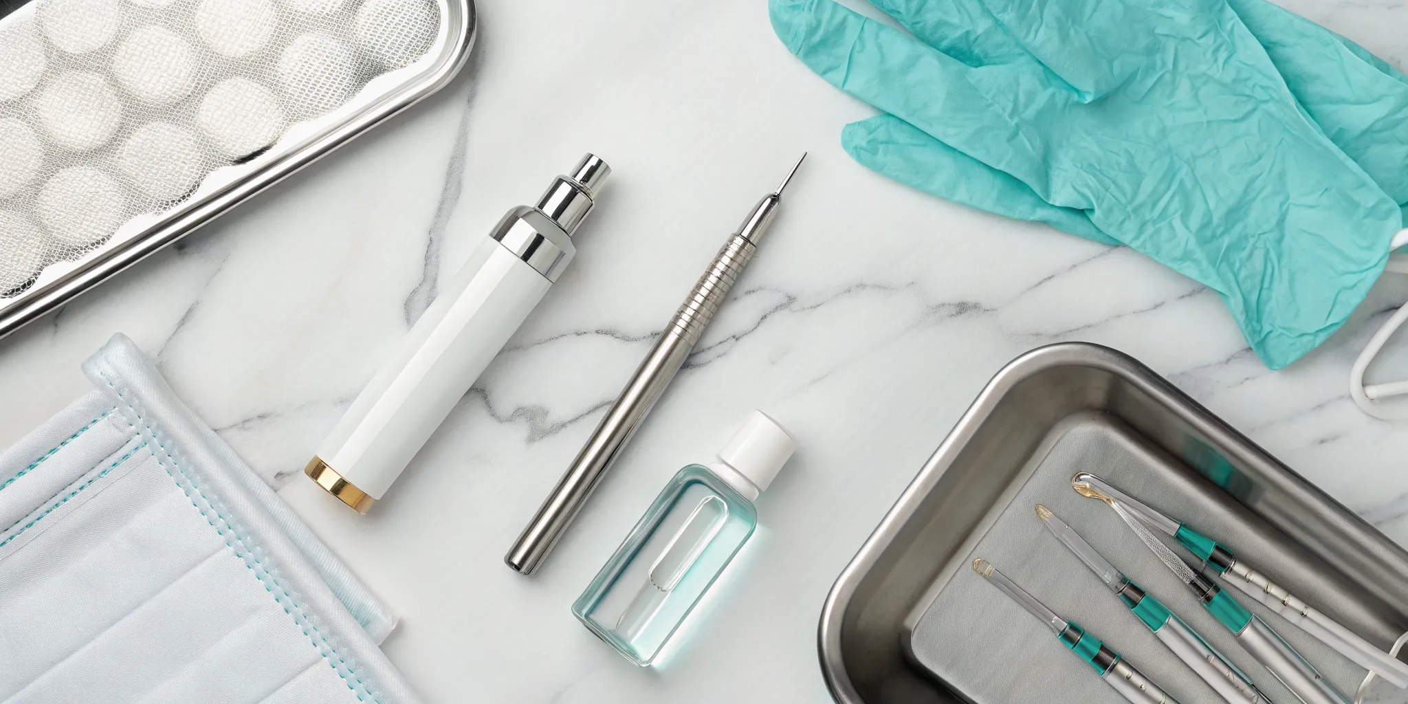 Sterile microneedling tools on a tray, a key part of the treatment's pricing.