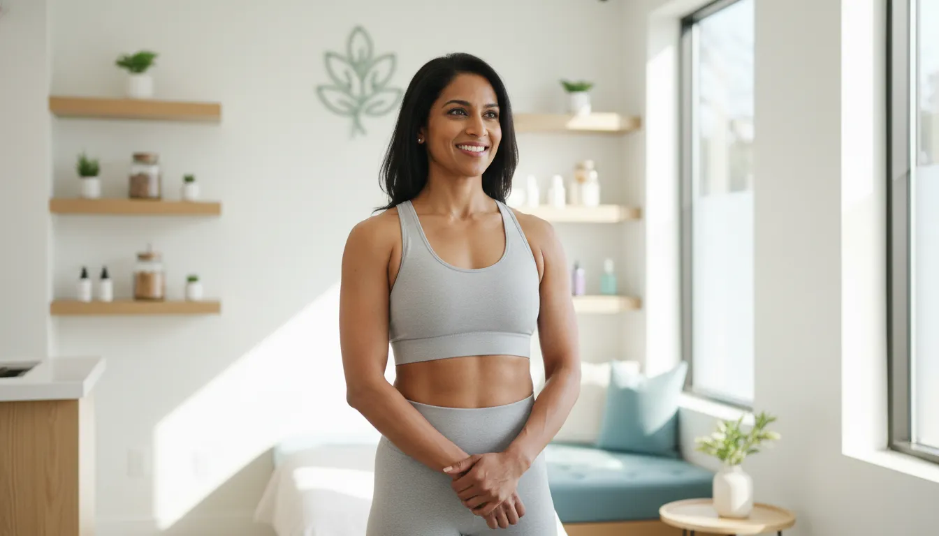 Woman considering non-surgical skin tightening after weight loss