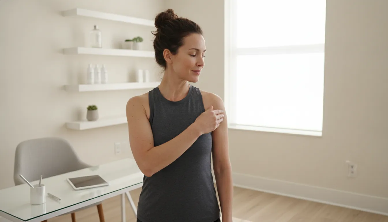 Woman discussing non-surgical arm fat removal at a medspa